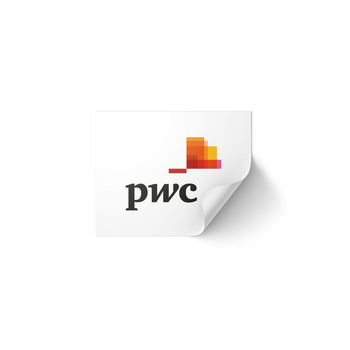 Sticker with the PwC logo